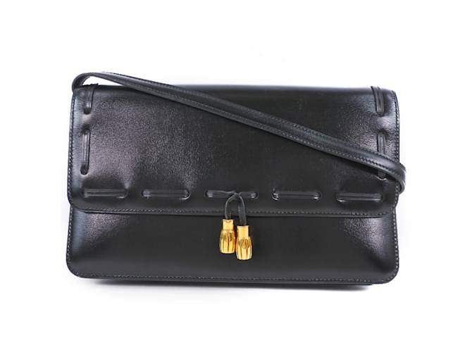 Hermès Hermes 2WAY Clutch Tassel Calf Black Women's Shoulder Bag Leather  ref.1516253