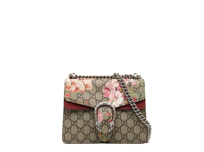 Bolsa de Ombro Gucci GG Supreme Blooms Dionysus Chain Bege Couro Plástico  ref.1516444