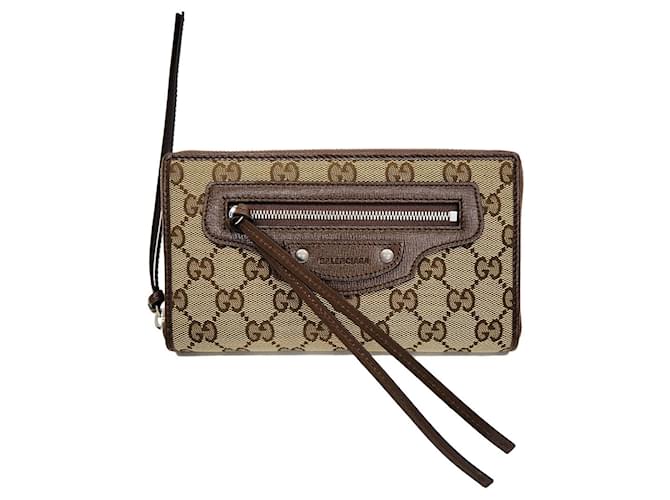 Gucci x Balenciaga The Hacker Project Neo Classic Zip Around Wallet Beige  Leather Cloth ref.1516651 - Joli Closet