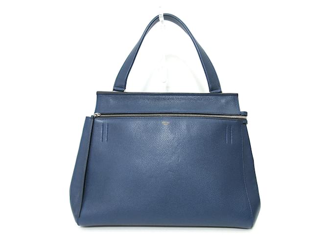 Céline Celine Bag Edge Medium Handbag Blue Leather ref