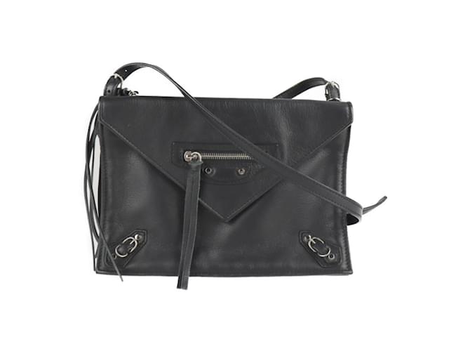 Bolso de hombro de papel Balenciaga Negro Cuero  ref.1516763