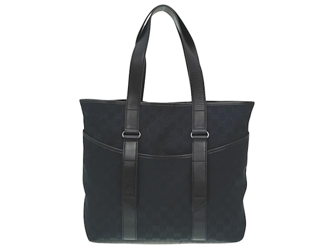 Sac fourre-tout en toile GG Gucci Cuir Noir  ref.1516773