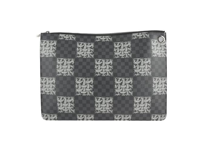 Louis Vuitton Pochette Joule GM Christopher Nemes Clutch Bag Brown Black Cloth  ref.1516847