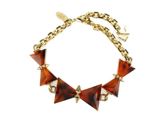 Bracelet Spiky Bow Louis Vuitton Métal Plastique Marron Doré  ref.1516897