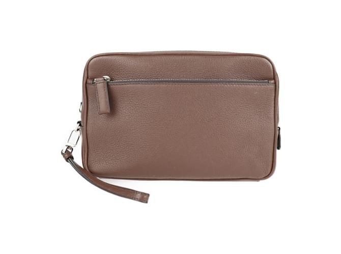 Prada Leather Brown Clutch Handbag  ref.1517071