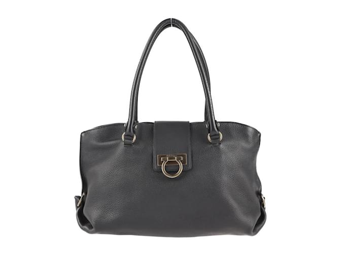 Borsa Tote Gancini di Salvatore Ferragamo Nero Pelle  ref.1517253