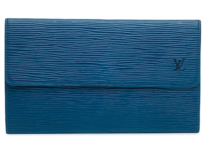 Blue Louis Vuitton Epi Porte Tresor International Long Wallets Leather  ref.1517265