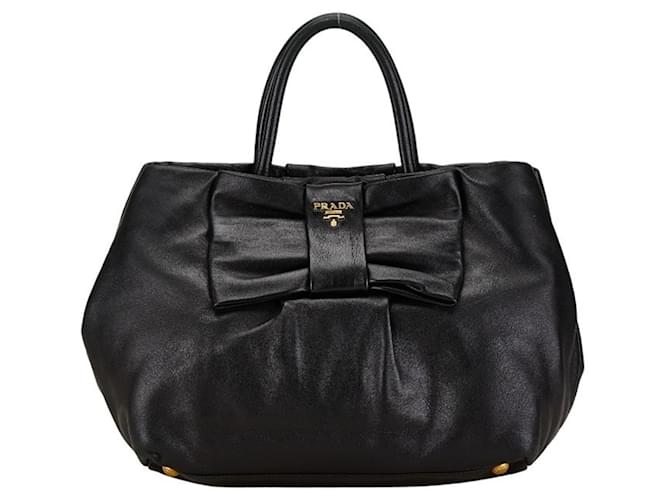 Prada Ribbon Black Leather  ref.1517504