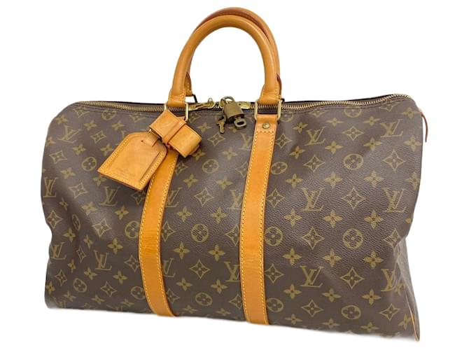 Louis Vuitton Keepall 50 Castaño Lienzo  ref.1517667