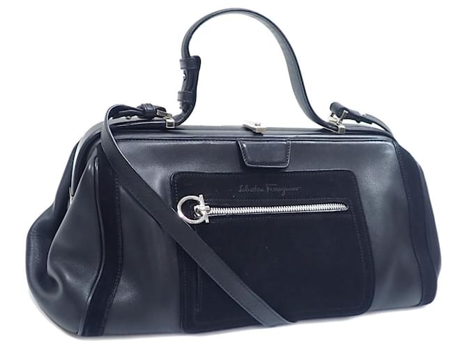 Salvatore Ferragamo Gancini Cuir Noir  ref.1517750