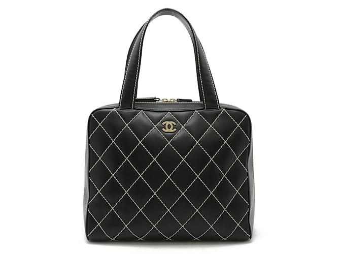 Chanel Wild Stitch Coco Mark Tote Bag Black Leather  ref.1517813