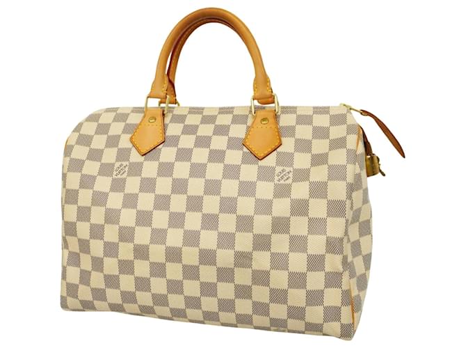 Louis Vuitton Speedy 30 Branco Lona  ref.1517827