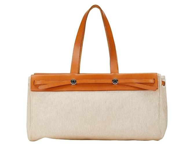 Hermès Herbag Bege Lona  ref.1517915