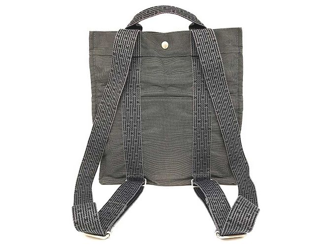 Hermès Mochila de lona Hermes Herline Ad MM H Logo Gris Negro