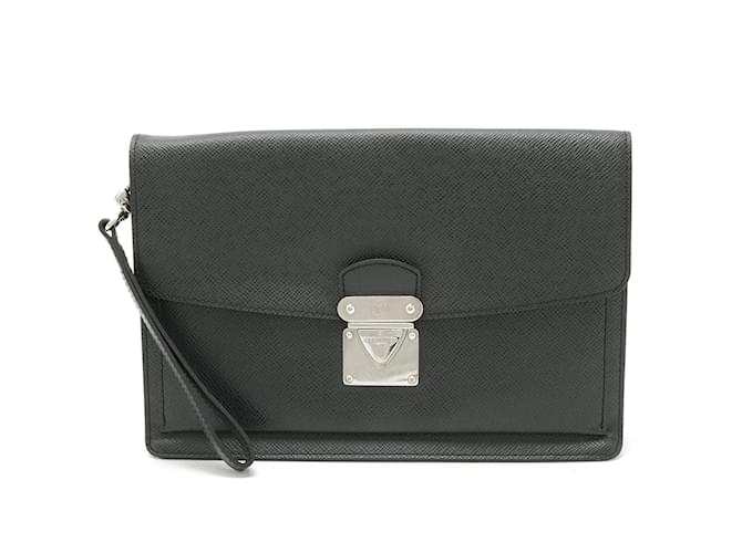 Pochette Belaia Taiga de Louis Vuitton Cuir Noir Gris  ref.1518284