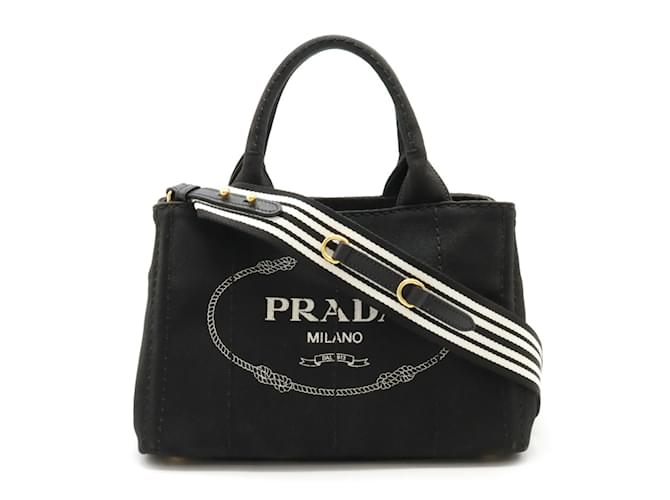 Prada Canapa Tote Tasche Schwarz Leinwand  ref.1518309