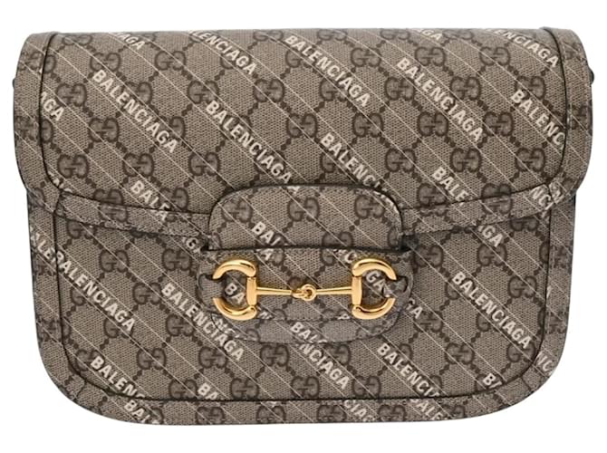 Bolso de hombro beige GUCCI Horsebit 1955 x BALENCIAGA Plástico  ref.1518596