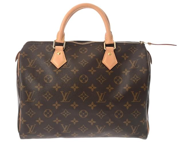 Bolsa Louis Vuitton Monogram Speedy 30 Marrom Monograma Couro envernizado  ref.1518630