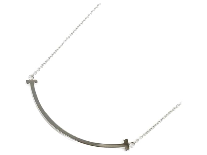 Tiffany & Co Collier Tiffany K18WG en or blanc T Smile petit Doré  ref.1518645