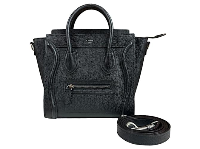 Céline Bolsa de Ombro Nano Luggage da Celine Preto Couro  ref.1518724