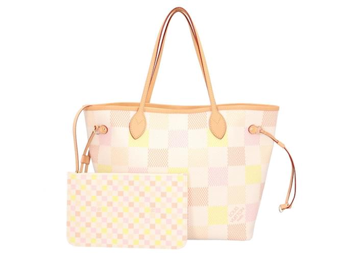 Louis Vuitton Neverfull MM Damier Tote Bag White Peach Cloth  ref.1518779