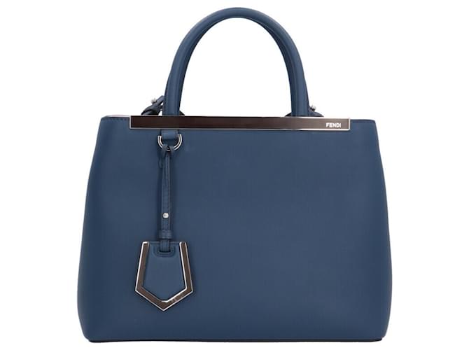 Sac à bandoulière Fendi Petit Two Jours Cuir Bleu Marine  ref.1518821