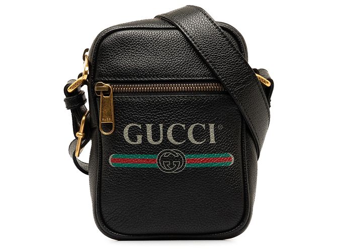 Borsa a tracolla nera con logo Gucci Nero