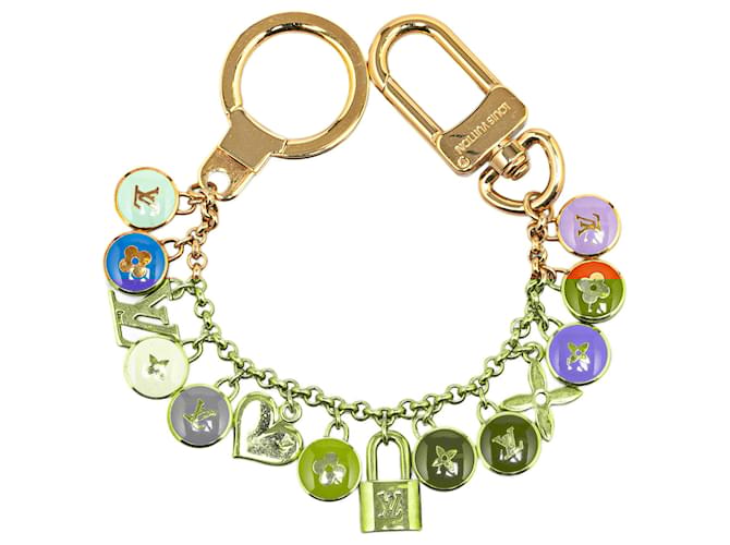 Louis Vuitton Gold Enamel And Brass Pastilles Key Chain & Bag Charm Golden Metal  ref.1518854