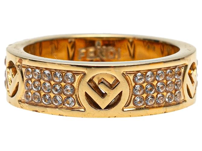 Fendi Gold Gold Plated F Is Fendi Crystal Band Ring Golden Metal Gold plated ref.1518881 Joli Closet