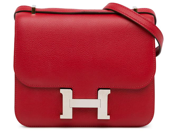 Mini Constance Evercolor Rojo Hermès Roja Cuero Becerro  ref.1518896