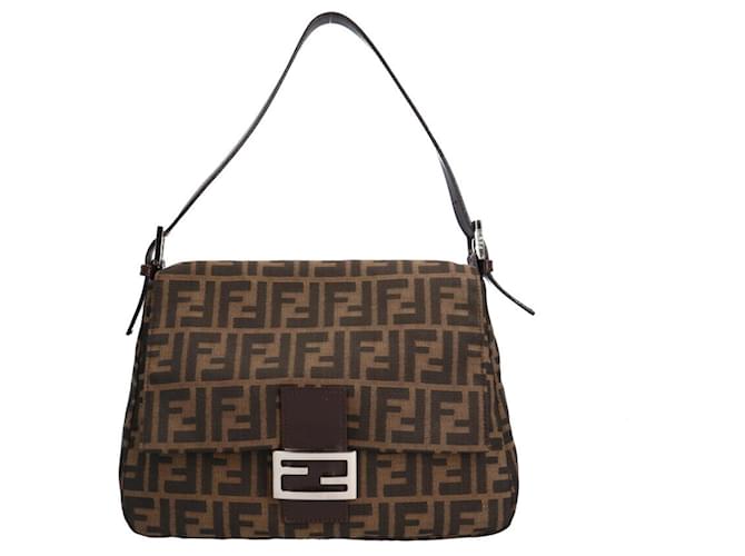 Fendi Mamma Bucket Zucca Shoulder Bag Brown Black Cloth  ref.1518945