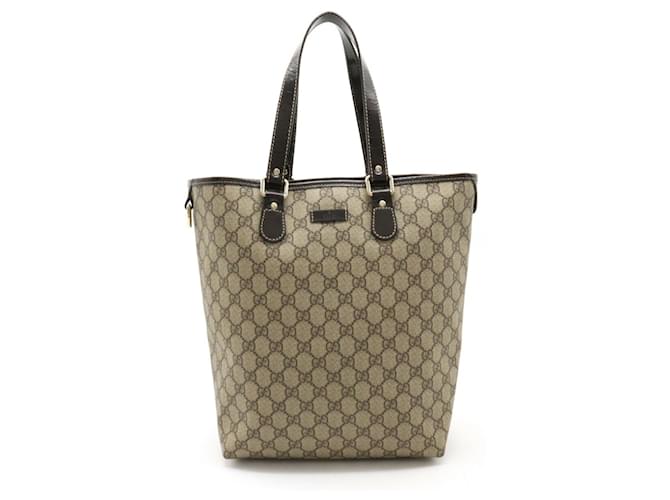 Sac tote Gucci GG Supreme Plus Cuir Plastique Beige Marron foncé  ref.1519158