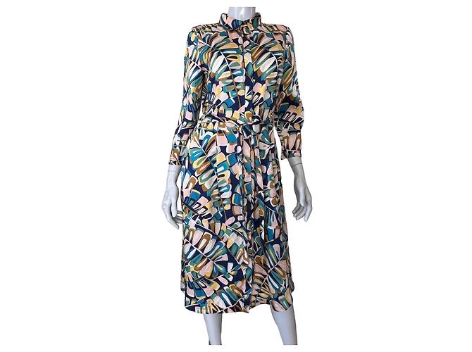 Clements Ribeiro Langes Knopfkleid aus Polyester Mehrfarben