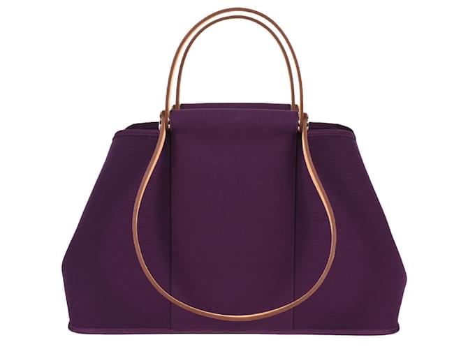 Hermès Hermes Cabag Elan Handbag Purple Dark purple Leather Cloth  ref.1519189