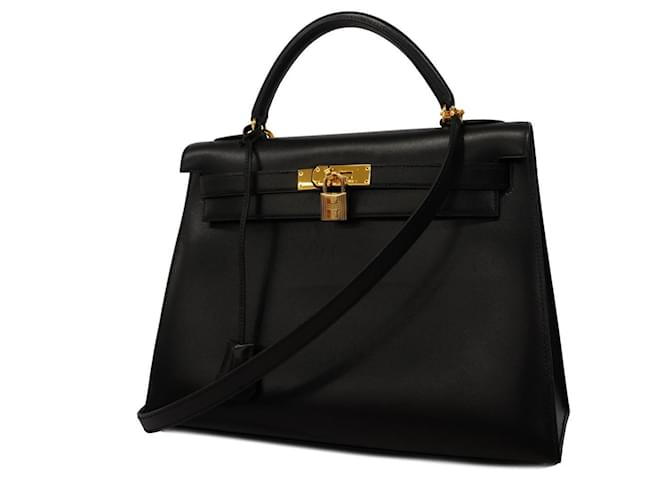 Hermès Hermes Kelly 32 Handbag Black Pony-style calfskin  ref.1519393