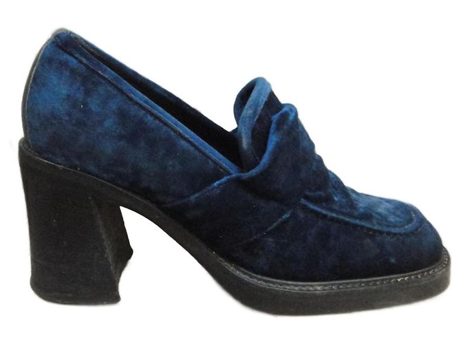 Janet & Janet Pumps Blau Samt und Leder