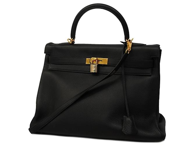 Hermès Hermes Kelly 35 Handbag in Black Taurillon Clemence Leather  ref.1519762