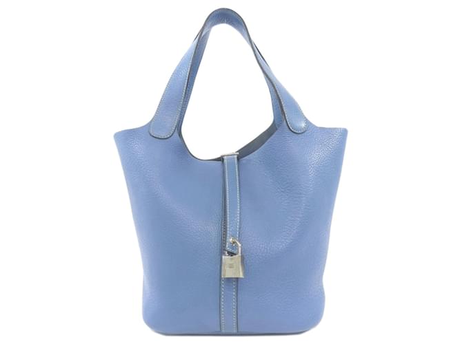 Hermès Hermes Picotin Lock MM Handbag Blue Leather  ref.1519913