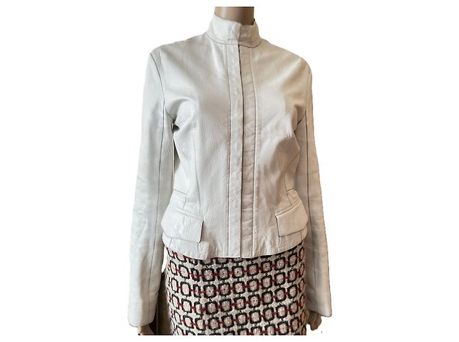 Louis Vuitton Lederjacke Bikerjacke Weiß