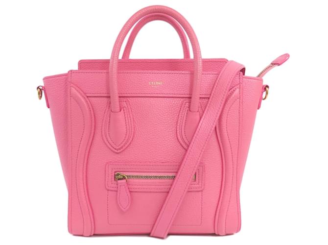 Celine Celine Luggage Nano Handbag in Calfskin Pink Leather ref.1519991 Joli Closet