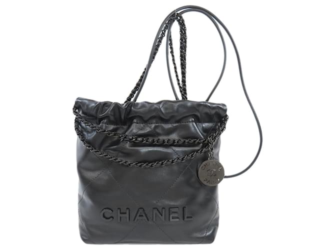 Bolsa Chanel 22 em couro de cordeiro preto  ref.1520061