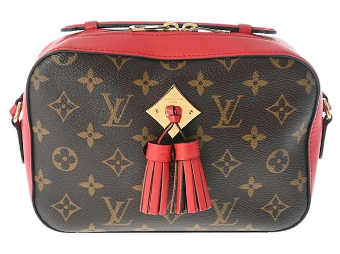 Bolsa de Ombro Louis Vuitton Monogram Saintonge Coquelicot Marrom Vermelho Couro envernizado  ref.1520119