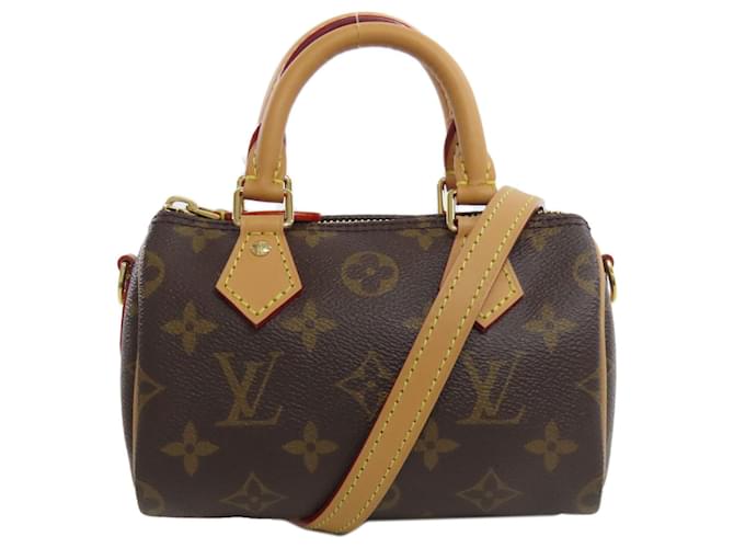 Sac à main Nano Speedy de Louis Vuitton Cuir vernis Marron Monogramme  ref.1520124