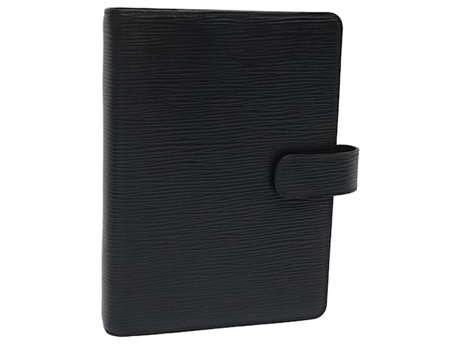 LOUIS VUITTON Epi Agenda MM Capa de Planejador Diário Preto R20042 LV Auth am6431 Couro  ref.1520228