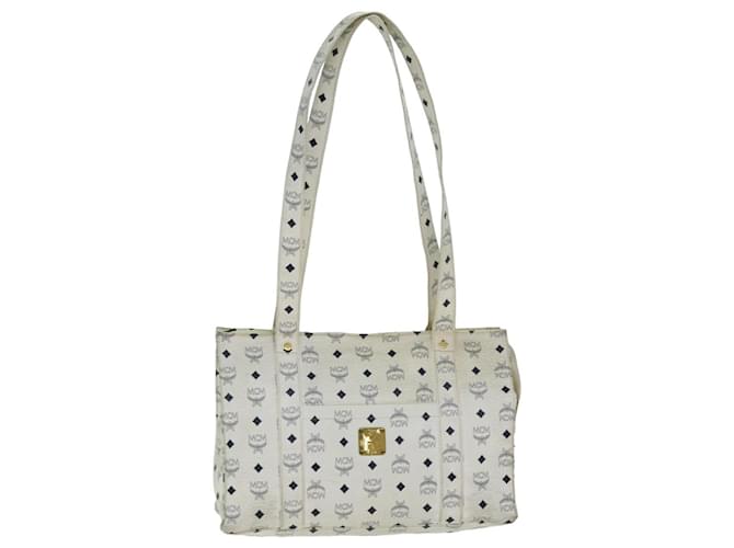 MCM Vicetos Logogram Bolsa Tote de Cuero Blanca Auth 82106 Blanco  ref.1520279