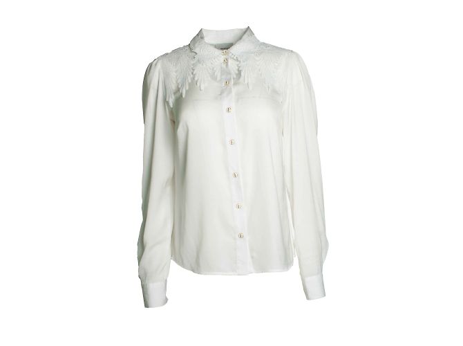 Gestuz, camicia bianca con colletto in pizzo Bianco