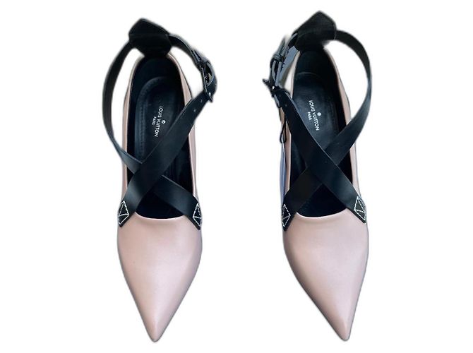 Louis Vuitton High Heels Leder Schwarz Beige