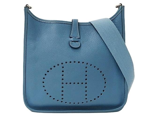 Hermès Hermes Evelyne Shoulder Bag in Blue Jean Leather  ref.1520561