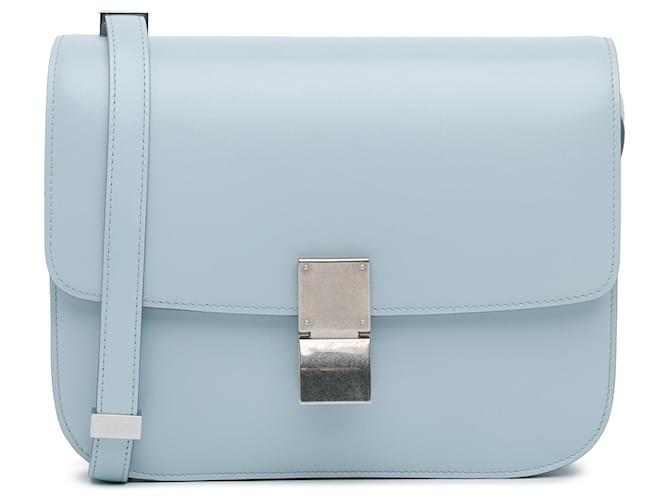 Céline Bolsa transversal Celine Medium Classic Box azul Couro  ref.1520772