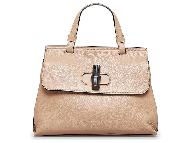 Sac à main quotidien en bambou beige Gucci Cuir  ref.1520809